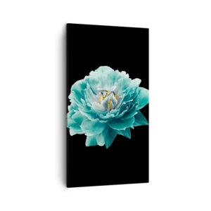 Canvastavla - Bild på duk - Blå och gyllene kronblad - 45x80 cm