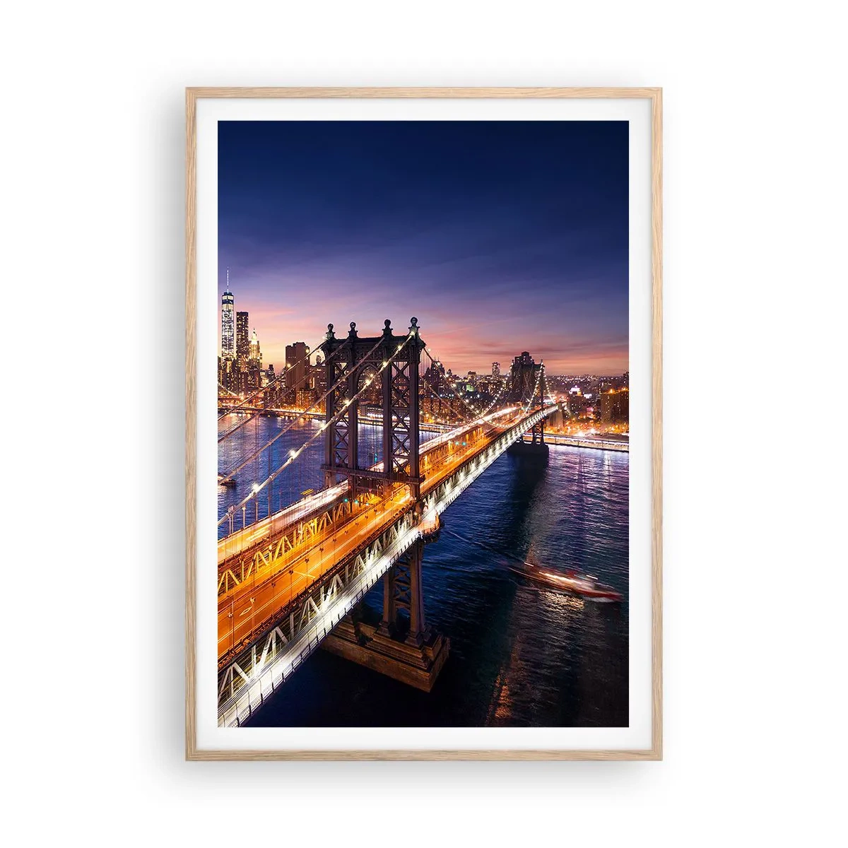 Affisch i ram av ljusek - Över ljusbron till stadens hjärta - 70x100 cm