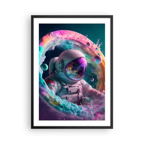 Affisch i svart ram - Astronaut i en rymdmiljö full av färgglada nebulosor - 50x70cm - Stjärnport - Modern väggdekoration för vardagsrum och sovrum ARTTOR