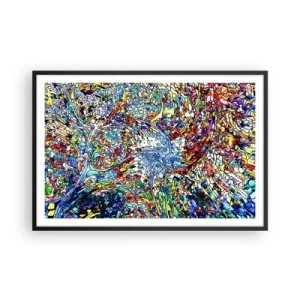 Affisch i svart ram - Glasmålning - droppar  - 91x61 cm