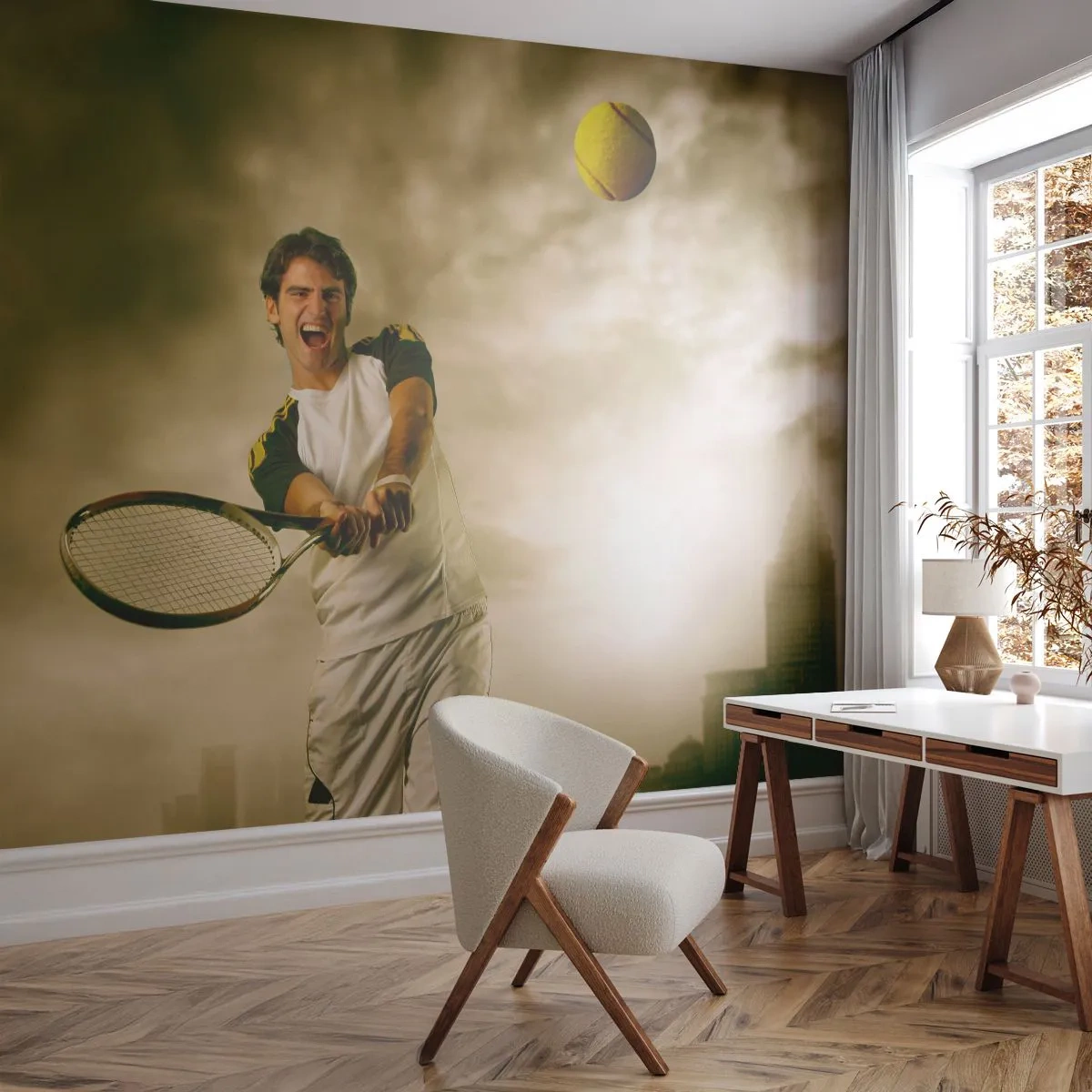 Självhäftande Fototapet Deluxe Sticker - Energi och glädje - Sport, Tennis, Tennisspelare - 250x175 cm
