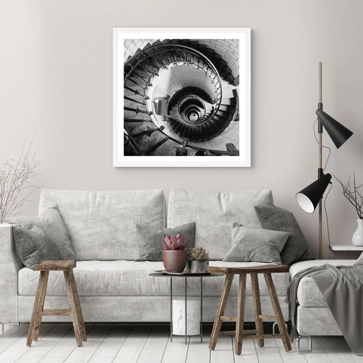 Affisch i vit ram - Högre och högre - 60x60 cm