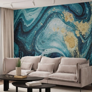 Fototapet Premium Canvas - Blå virvel - Abstraktion, Bit, Modernt mönster - 300x210 cm
