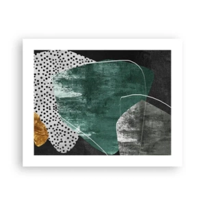 Affisch - Färgstark abstraktion med en guldflinga - 50x40 cm