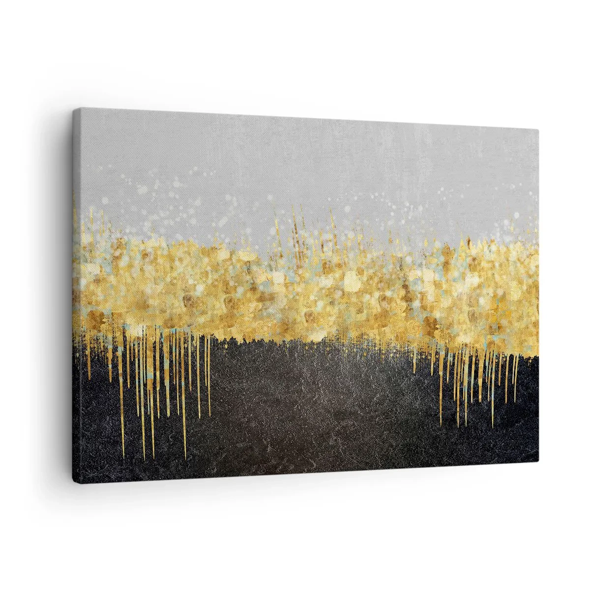 Canvastavla - Bild på duk - Abstrakt komposition i nyanser av guld och svart - 70x50cm - Inåt och uppåt - Modern väggdekoration för vardagsrum och sovrum ARTTOR