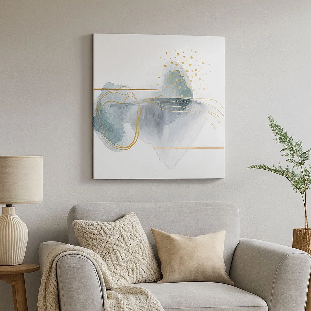 Canvastavla - Bild på duk - Om gråhetens och guldets förhållanden - 30x30 cm