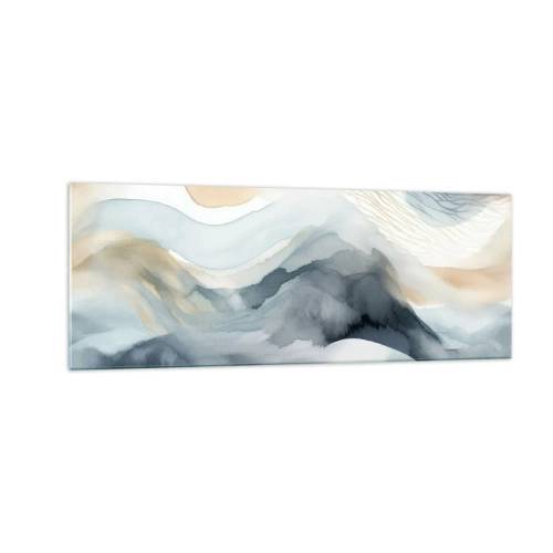 Glastavla - Bild på glas - Snöig och dimmig abstraktion - 140x50 cm