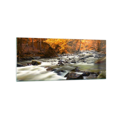 Glastavla - Bild på glas - Bäck i guldskogen - 120x50 cm