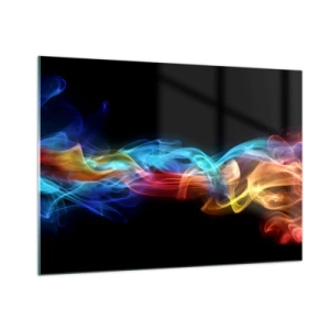 Glastavla - Bild på glas - Dimmas regnbågsdans - 100x70 cm