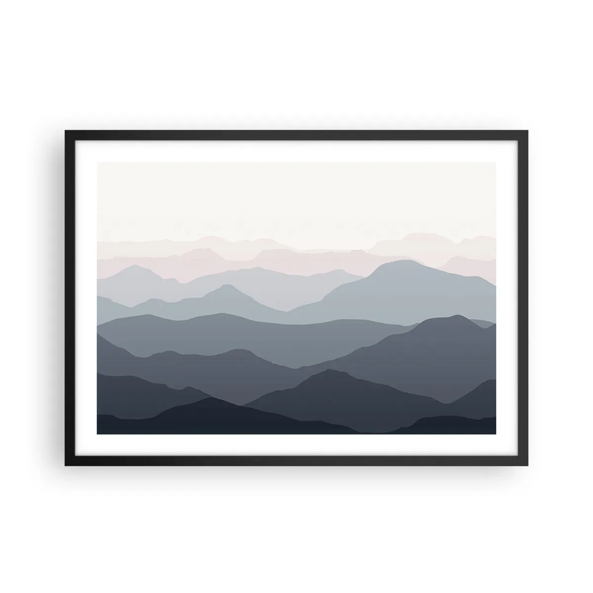 Affisch i svart ram - Fjällens vågor - 70x50 cm