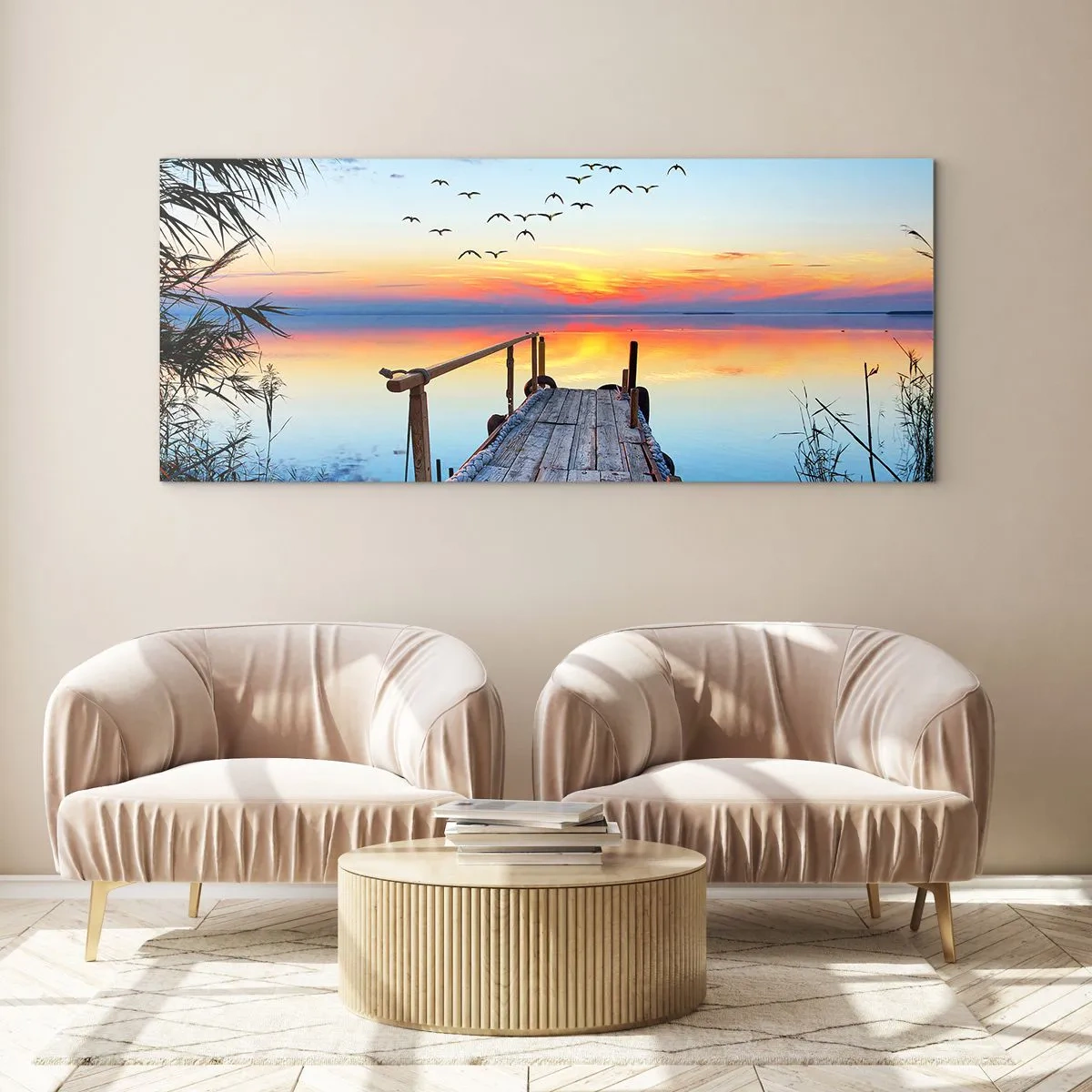 Glastavla - Bild på glas - Dags att vända hem... - 100x40 cm