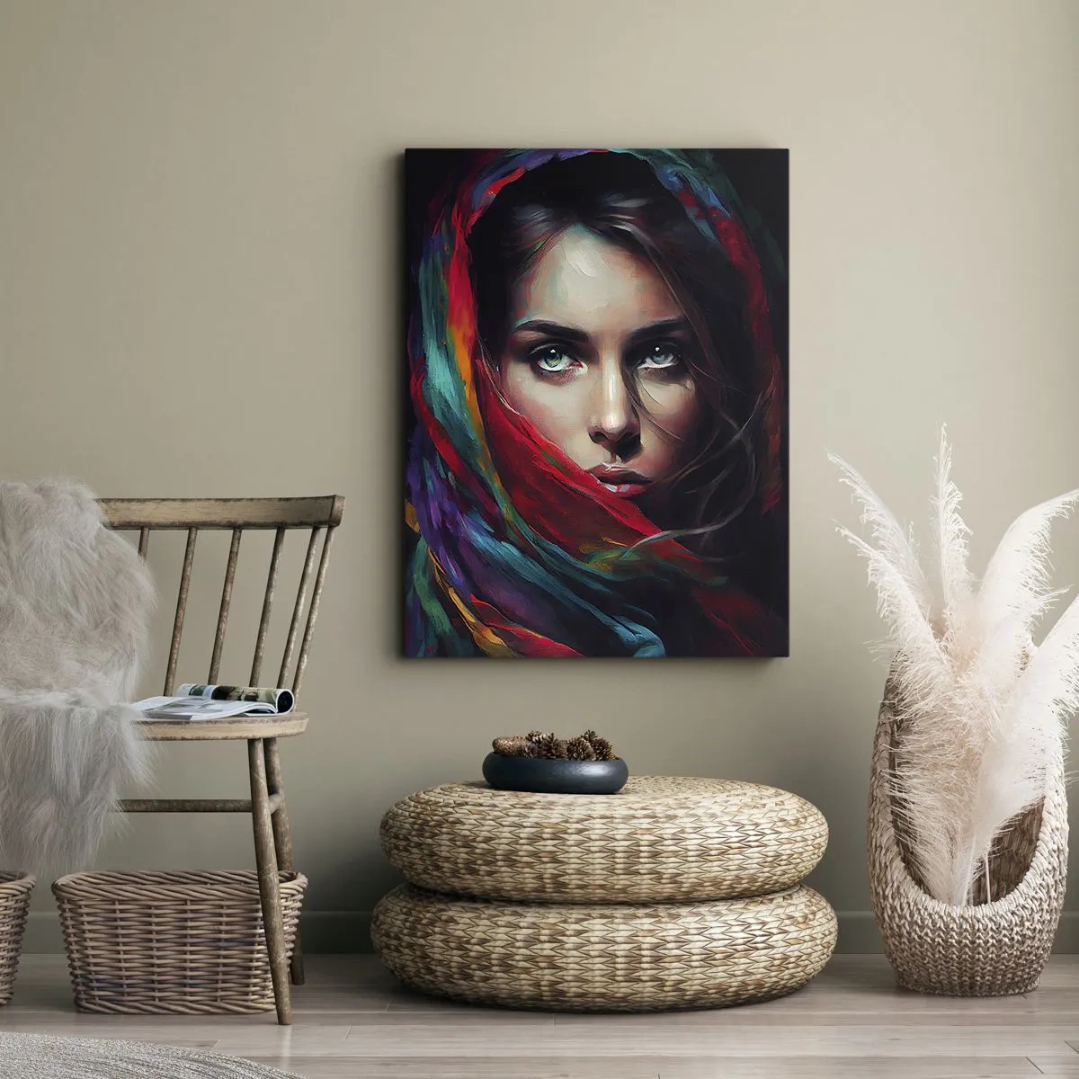 Canvastavla - Bild på duk - Grönögd hemlighet - 55x100 cm