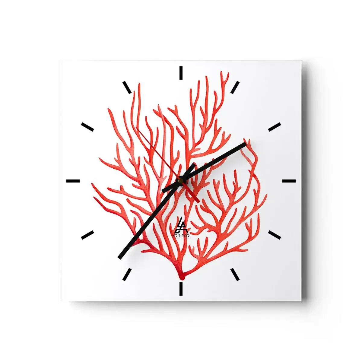 Väggklocka - Klocka på glas - Filigran av korall - 30x30 cm