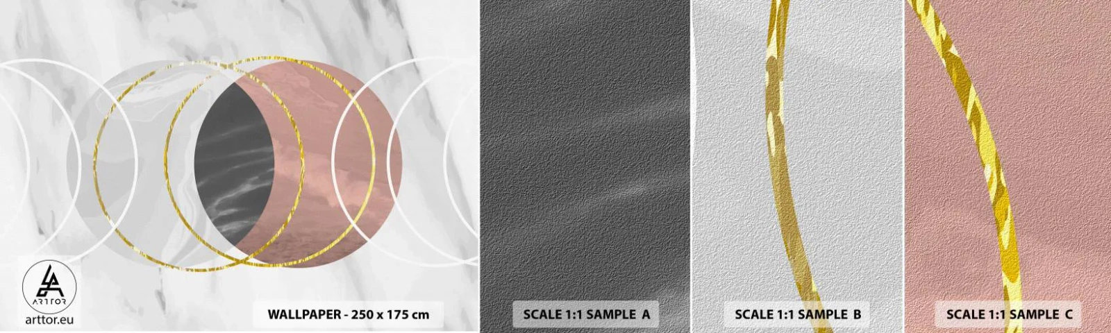 Provbit av självhäftande fototapet Deluxe Sticker - Sfärernas musik - Abstraktion, Bit, distrikt - 100x30 cm