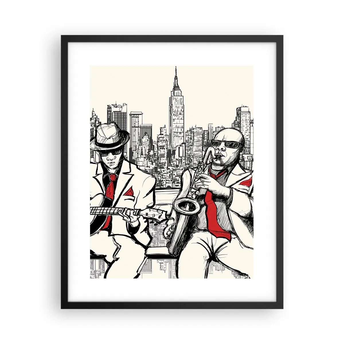Affisch i svart ram - New Yorks improvisation - 40x50 cm