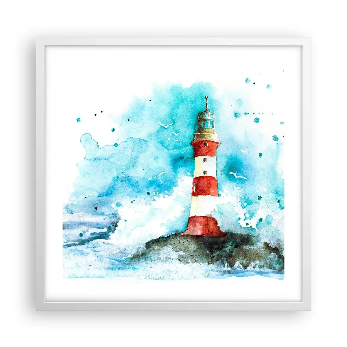 Affisch i vit ram - Elementens enhet - 50x50 cm