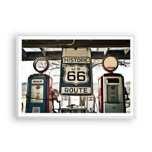 Affisch i vit ram - Amerikansk retroresa - 100x70 cm