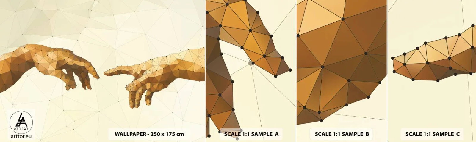 Provbit av självhäftande fototapet Deluxe Sticker - Gudomlig geometri - Modern konst, Händer, Bit - 100x30 cm