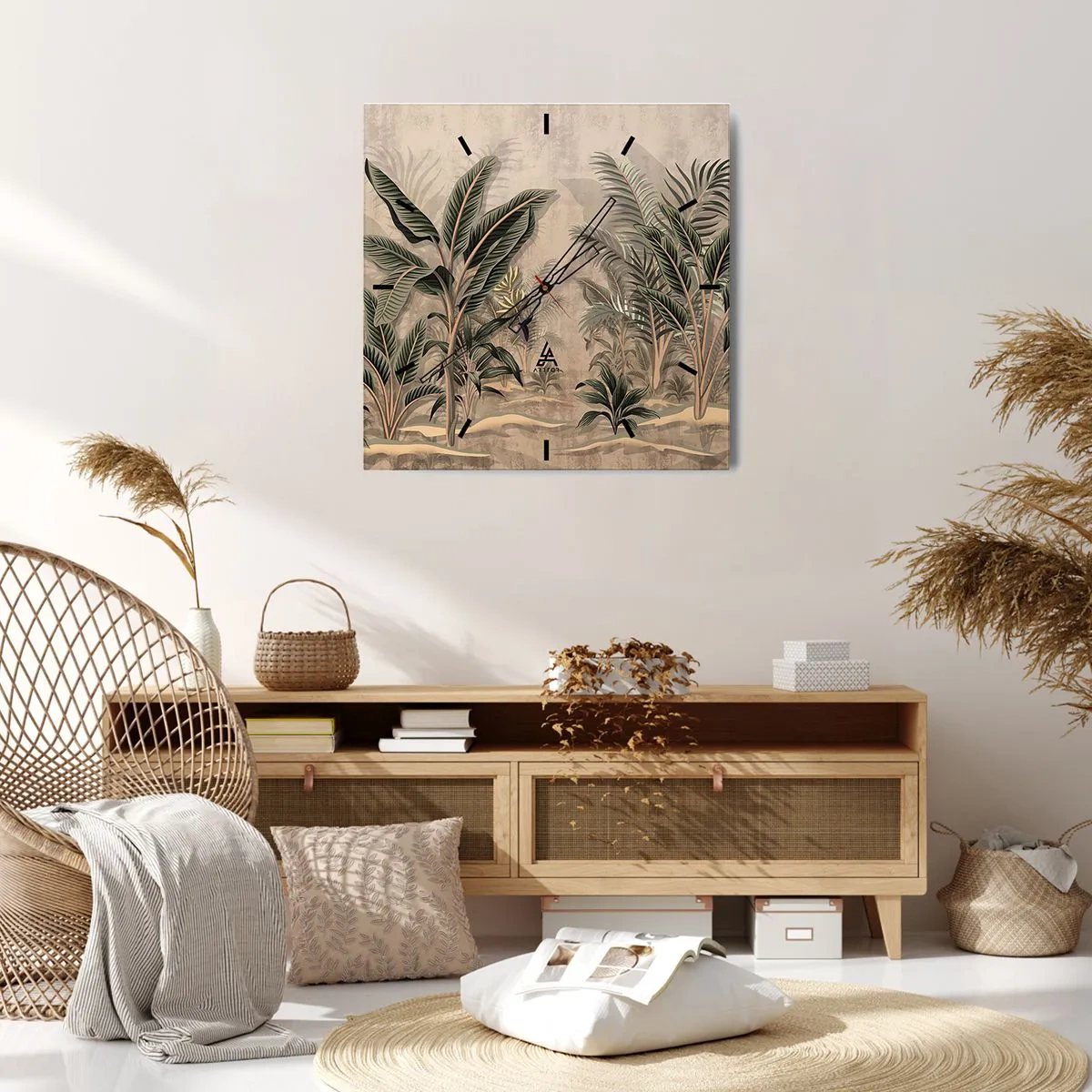 Väggklocka - Klocka på glas - Bild i kolonial stil - 30x30 cm