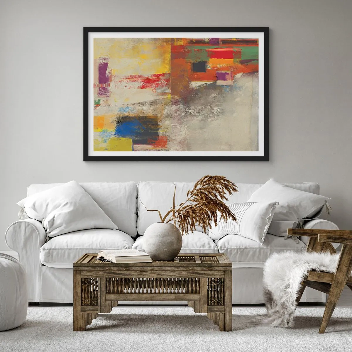 Affisch i svart ram - Färgernas geometri - 100x70 cm