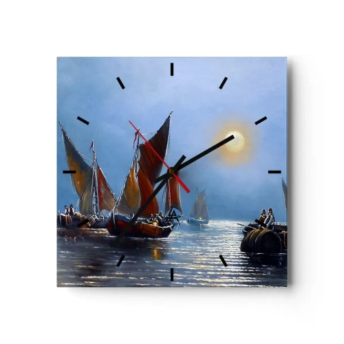 Väggklocka - Klocka på glas - Nattens fångst - 30x30 cm
