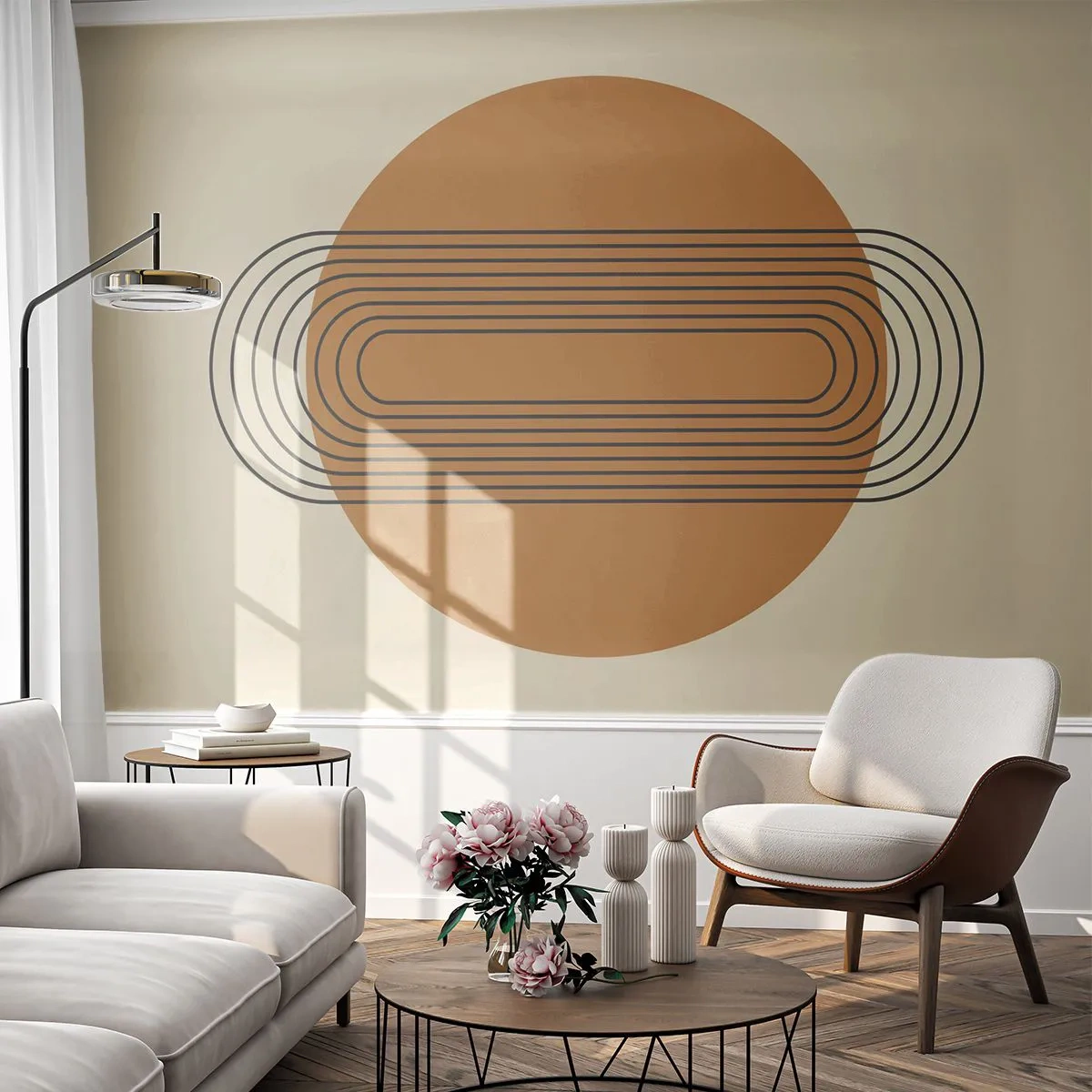 Fototapet Premium Sand - Perfekt plan - Abstraktion, Grafik, Modernt mönster - 350x256 cm