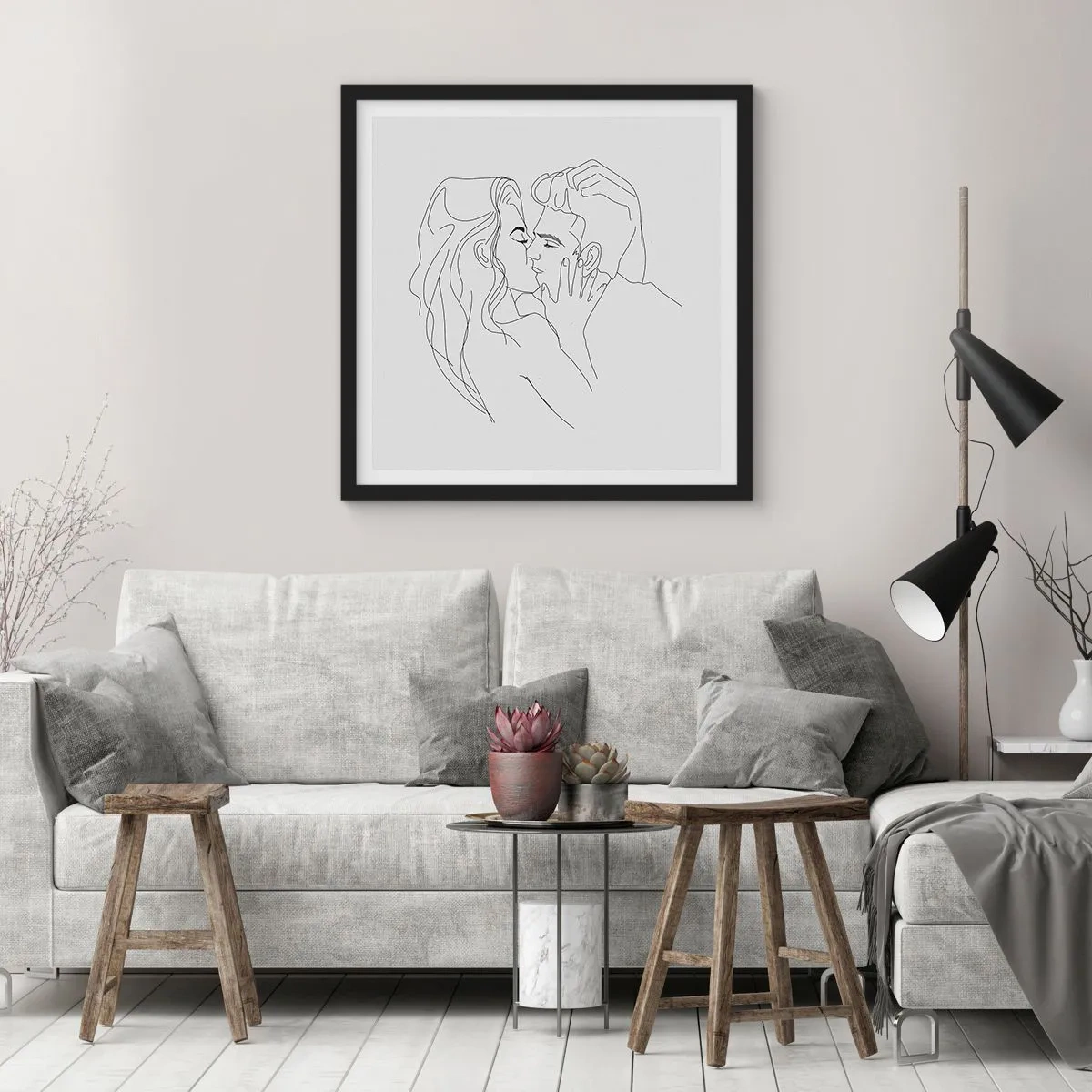 Affisch i svart ram - Med samma streck - 40x40 cm