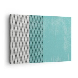 Canvastavla - Bild på duk - Geometrisk komposition med turkos och linjer - 70x50cm - Balanserad komposition - Modern väggdekoration för vardagsrum och sovrum ARTTOR