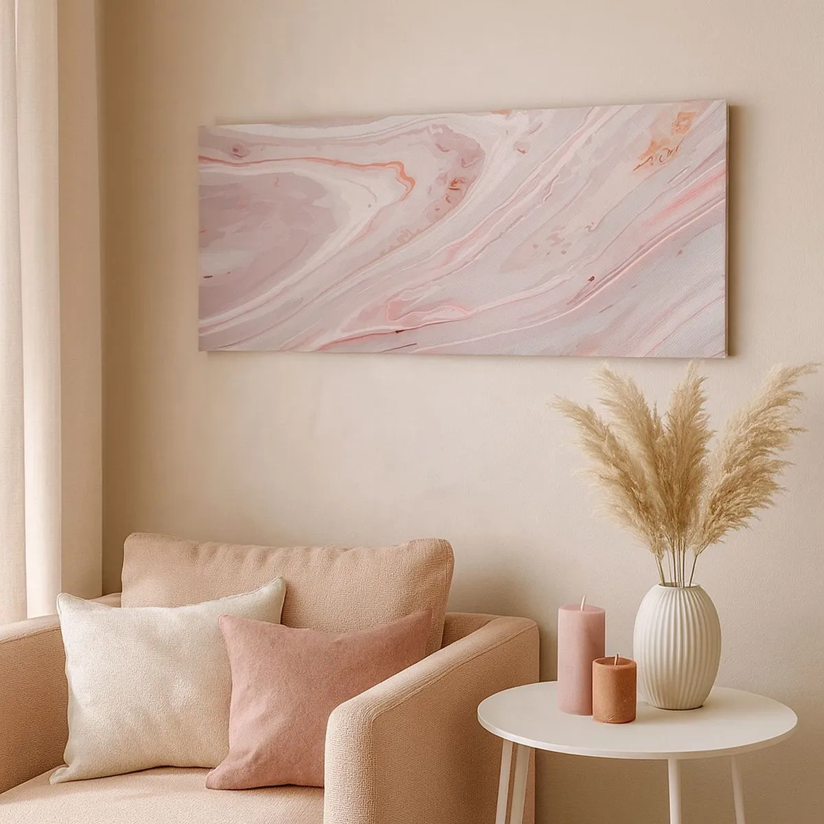 Canvastavla - Bild på duk - Flytande rosa - 100x40 cm