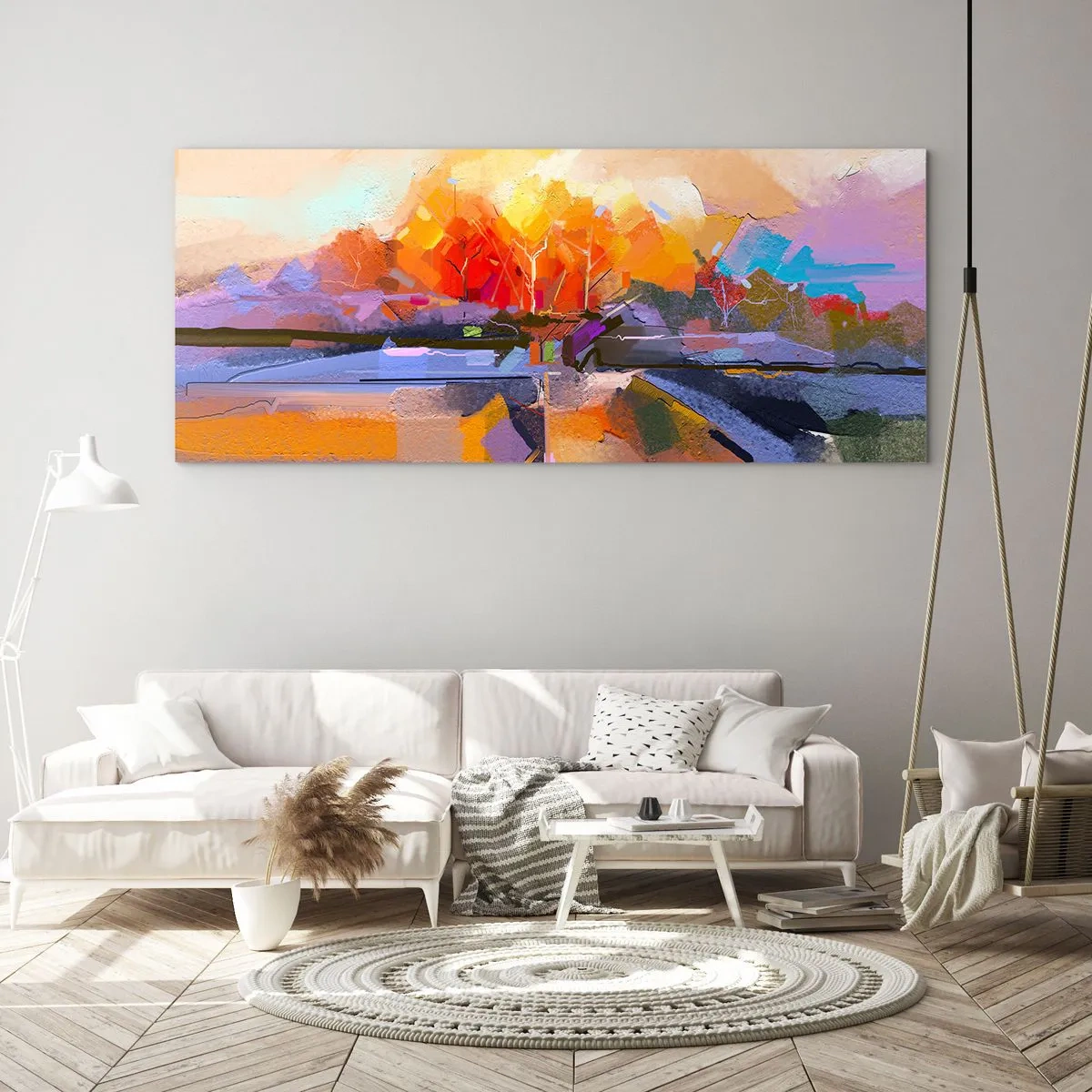 Glastavla - Bild på glas - Så blev det höst - 160x50 cm