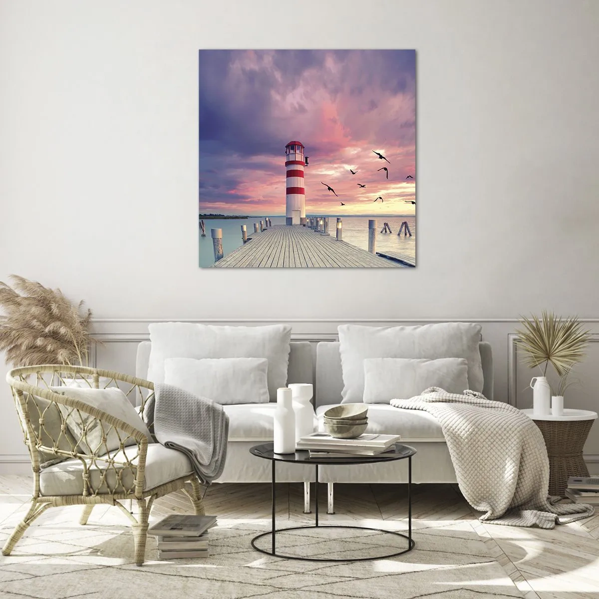 Glastavla - Bild på glas - Dags att bege sig till hamnen - 60x60 cm