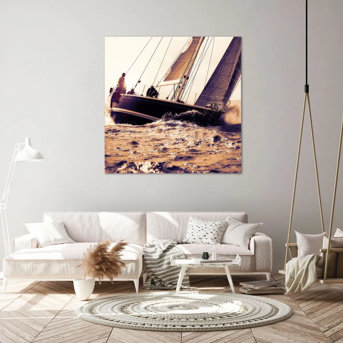 Canvastavla - Bild på duk - Segla seglaren - 60x60 cm