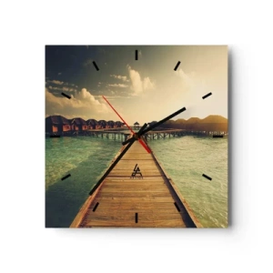 Väggklocka - Klocka på glas - Varm inbjudan - 30x30 cm