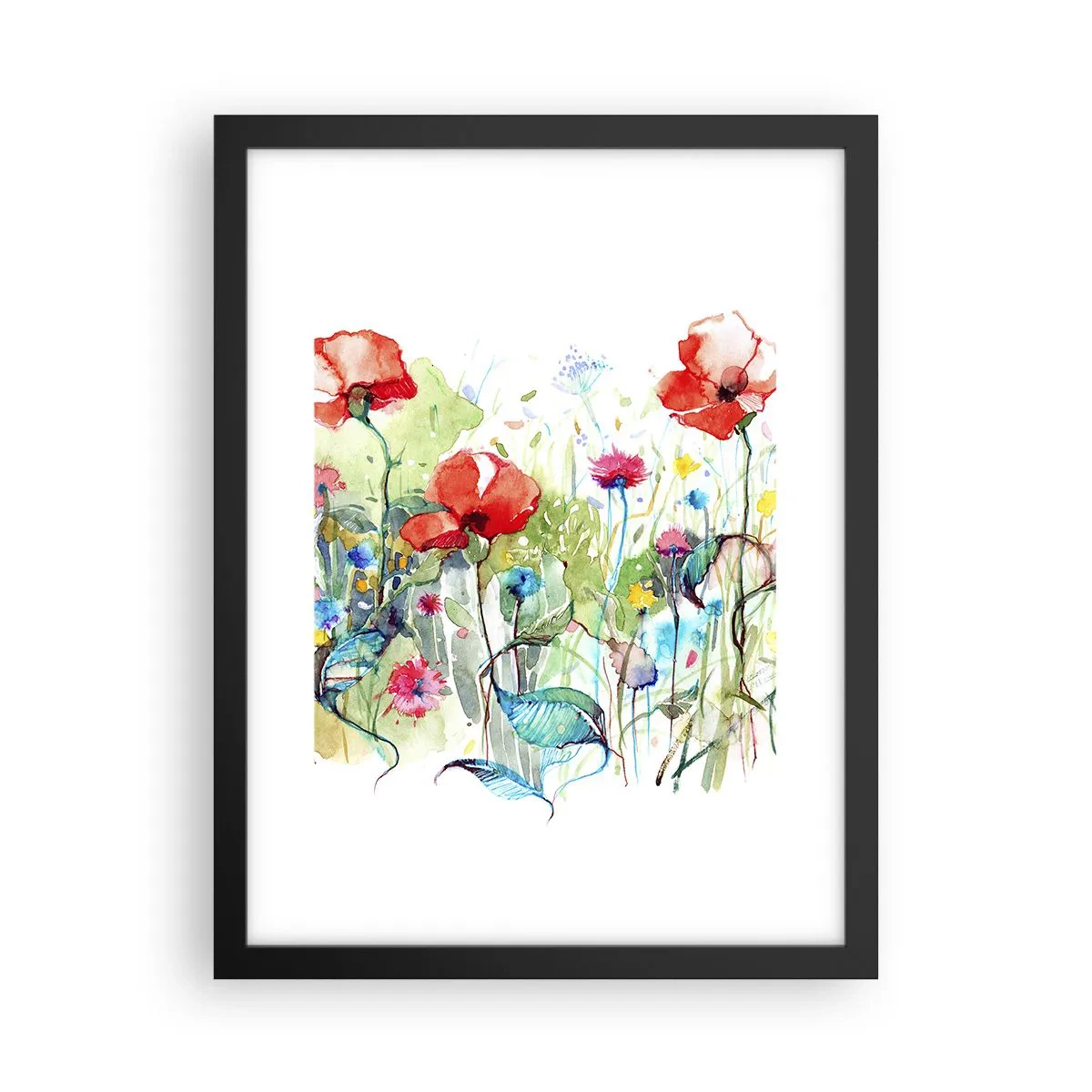 Affisch i svart ram - Majblommande äng - 30x40 cm