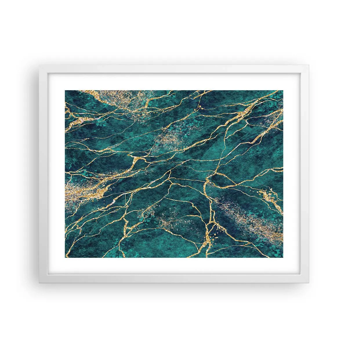 Affisch i vit ram - Guldåder - 50x40 cm