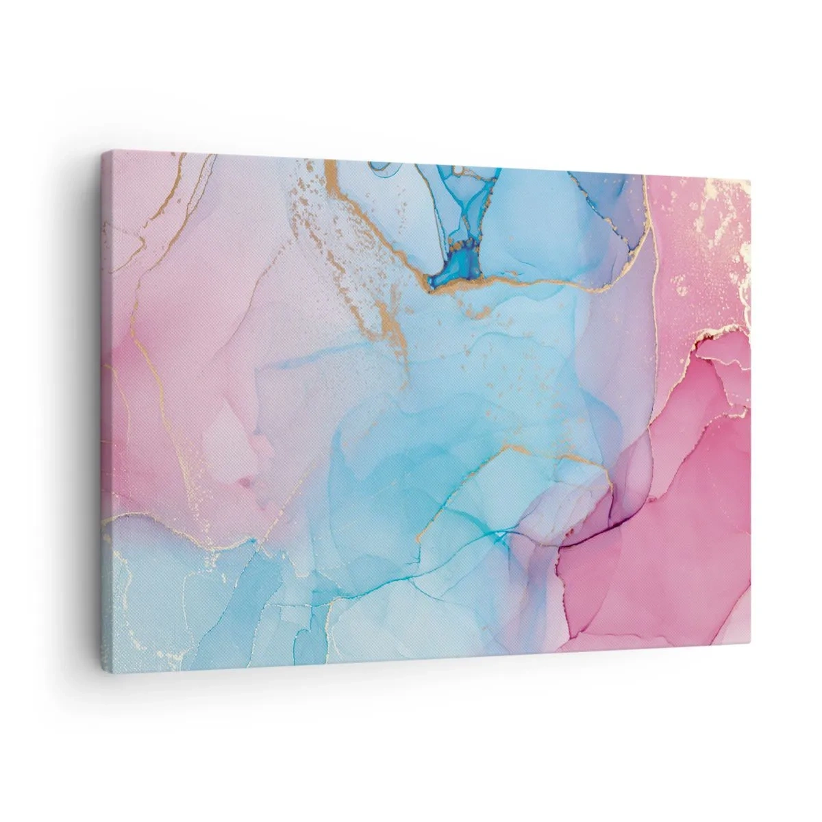 Canvastavla - Bild på duk - Abstrakta pastellmönster med gulddetaljer - 70x50cm - Möte och infiltration - Modern väggdekoration för vardagsrum och sovrum ARTTOR
