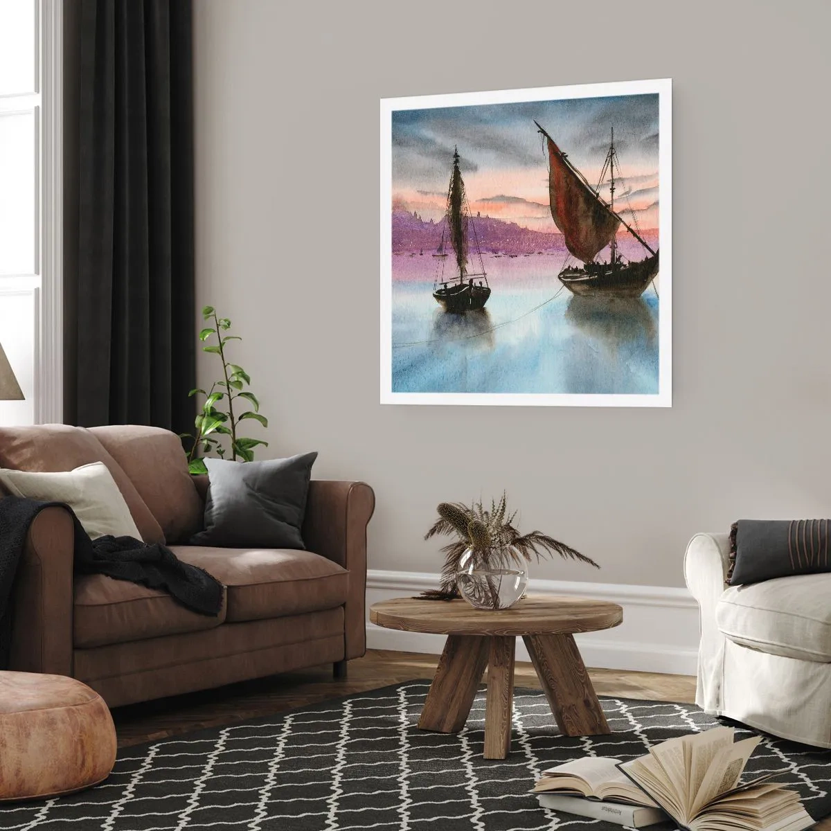 Affisch - Kväll i hamnen - 60x60 cm