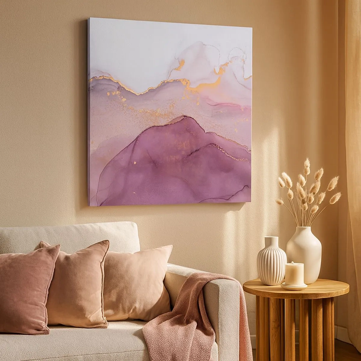 Canvastavla - Bild på duk - Lila och violett vågor - 30x30 cm