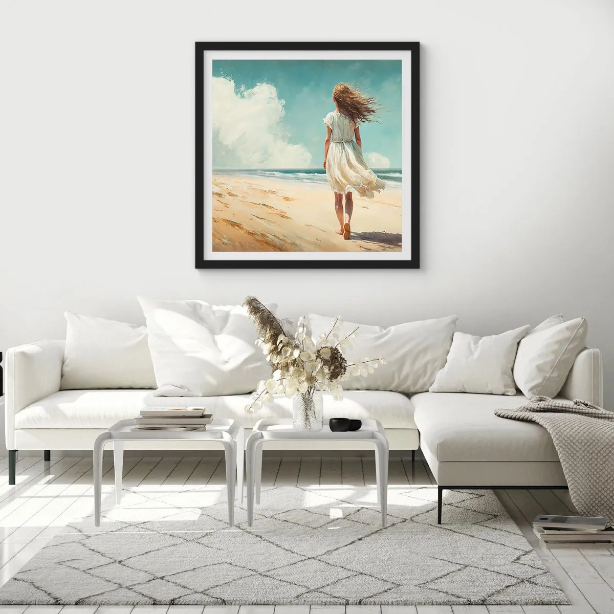 Affisch i svart ram - Att möta solen och vinden - 40x40 cm