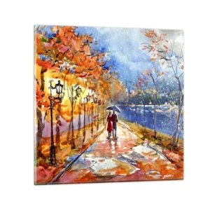 Glastavla - Bild på glas - Tillsammans mot tidens gräns - 30x30 cm