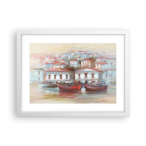 Affisch i vit ram - Lycklig stad - 40x30 cm