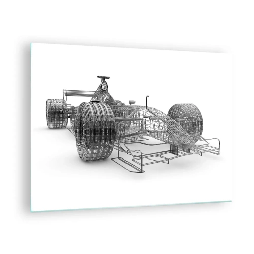 Glastavla - Bild på glas - Teknisk ritning i 3D-stil av en racerbil - 70x50cm - Perfekt konstruktion - hastighetens idé - Modern väggdekoration för vardagsrum och sovrum ARTTOR