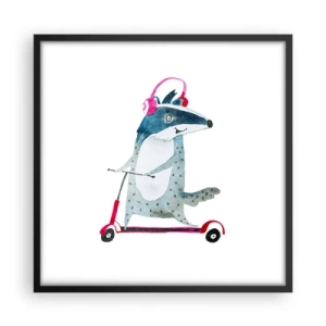 Affisch i svart ram - Grävlingens glädje - 50x50 cm