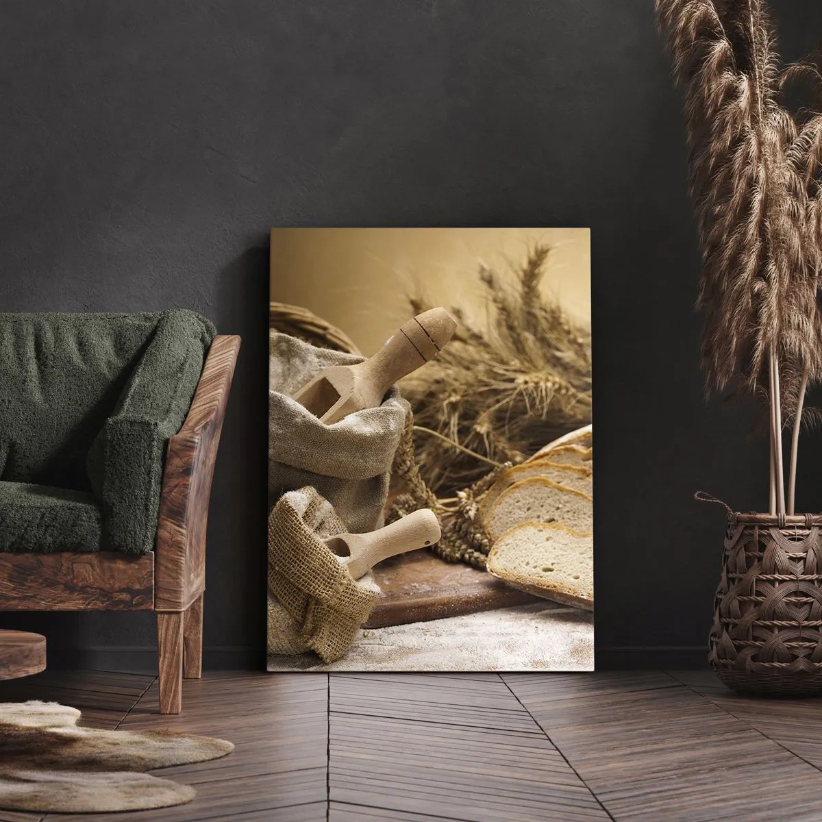 Canvastavla - Bild på duk - Skivat bröd - 65x120 cm