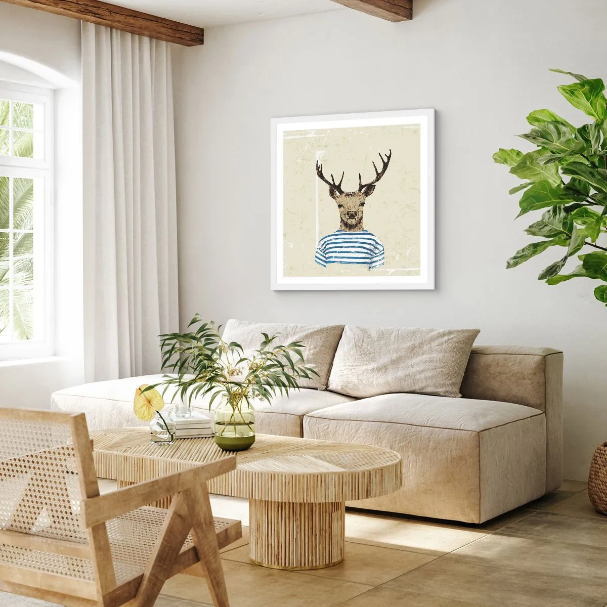 Affisch i vit ram - Ty jag gillar randiga tröjor! - 60x60 cm