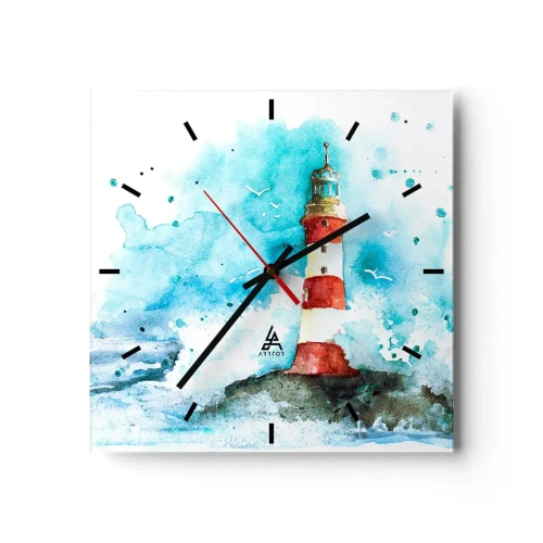Väggklocka - Klocka på glas - Elementens enhet - 30x30 cm