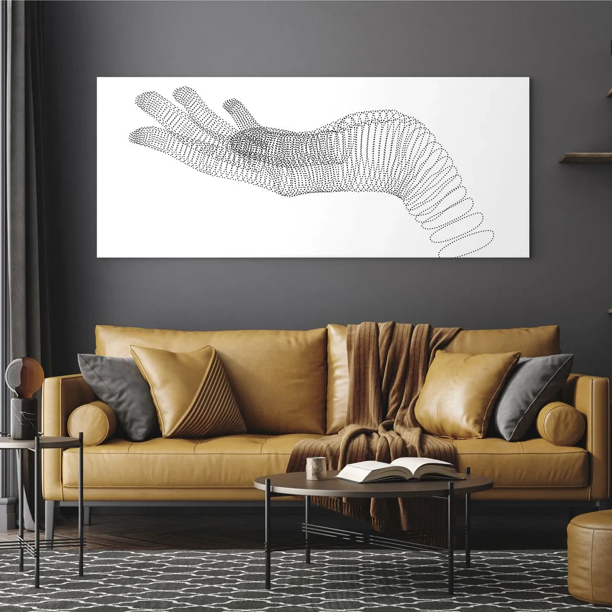 Glastavla - Bild på glas - En spänstig hand - 140x50 cm