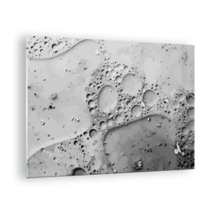 Glastavla - Bild på glas - Abstrakt bubbelmönster på ytan i grå nyanser - 70x50cm - Spår efter skum - Modern väggdekoration för vardagsrum och sovrum ARTTOR