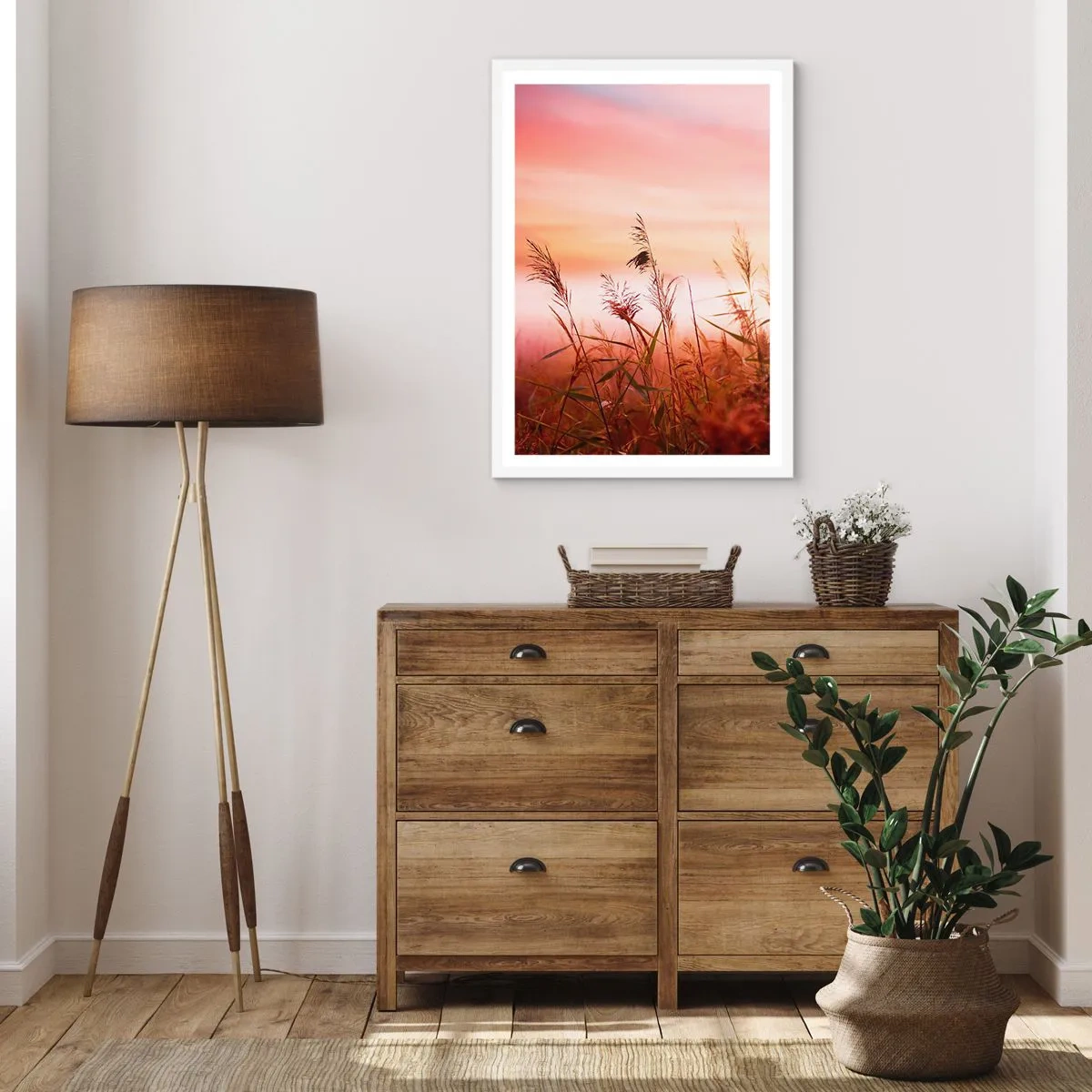 Affisch i vit ram - Drakar, maskrosor, vind - 70x100 cm