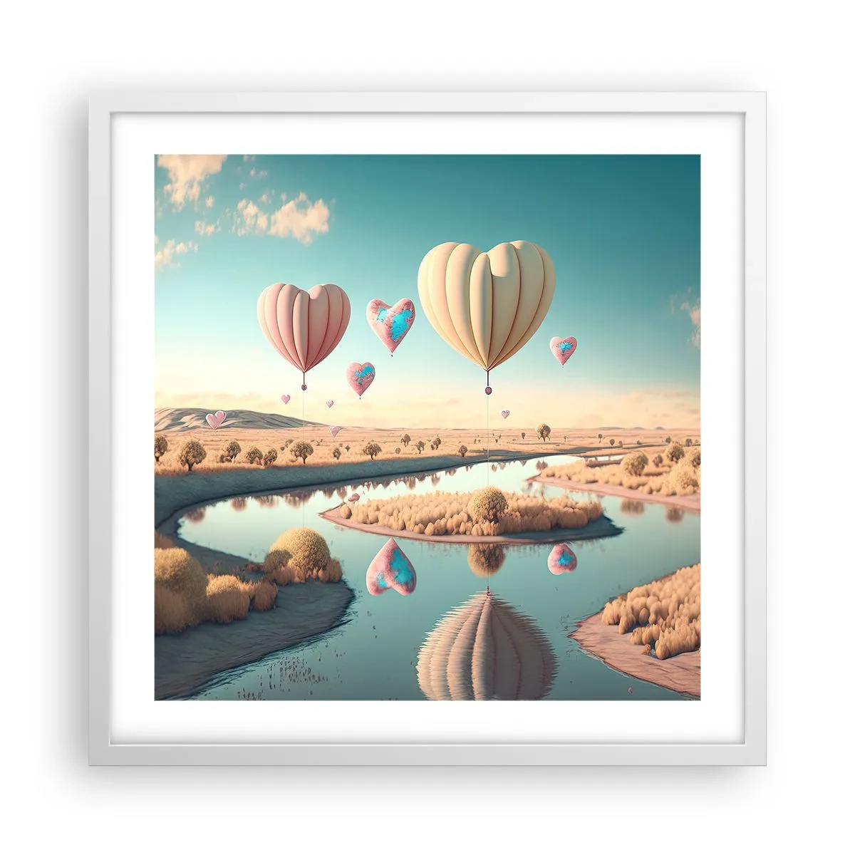 Affisch i vit ram - Kärleken låter dig sväva - 50x50 cm